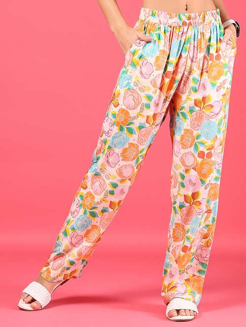 women printed mid rise full length trouser - 21873465 -  Standard Image - 0