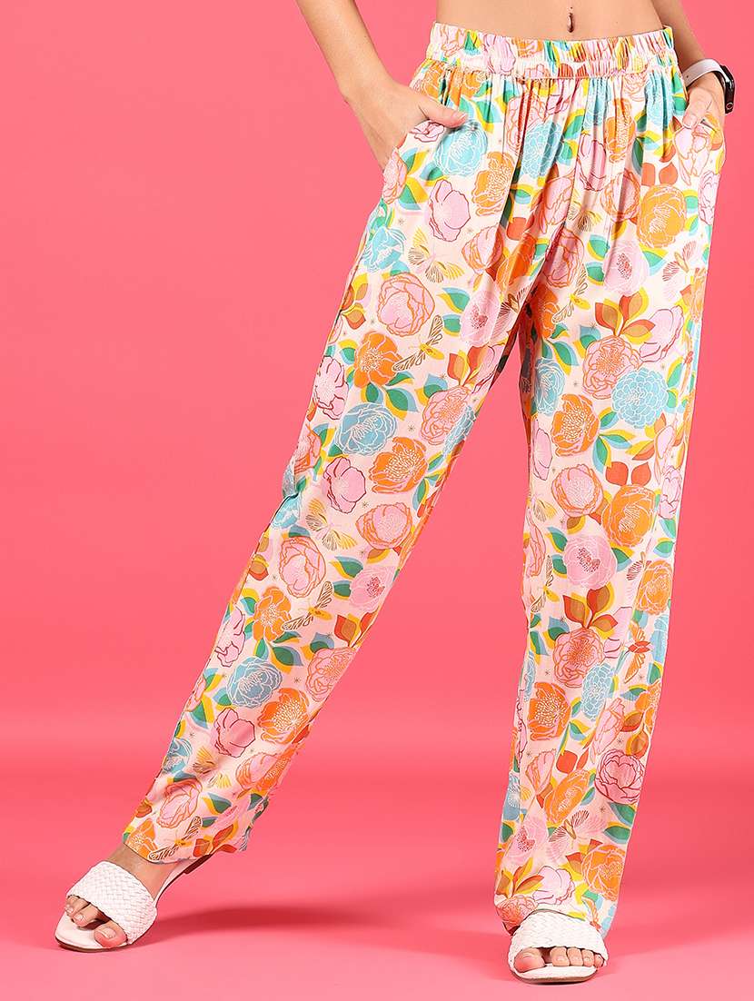 women printed mid rise full length trouser - 21873465 -  Zoom Image - 0