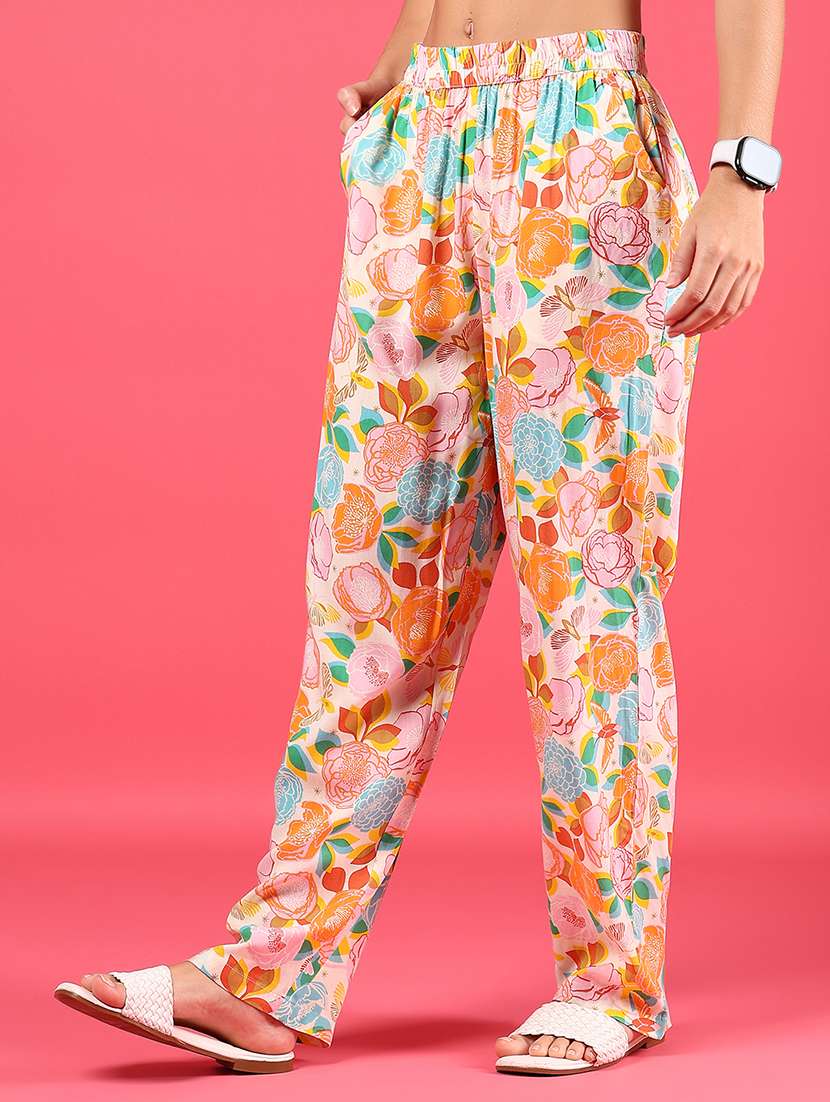 women printed mid rise full length trouser - 21873465 -  Standard Image - 3