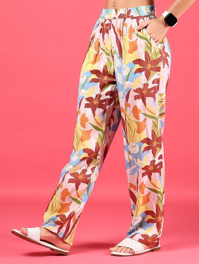 women printed mid rise full length trouser - 21873530 -  Standard Image - 3