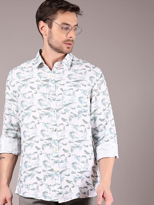 men printed long sleeve regular fit casual shirt - 21873537 - Standard Image - 0