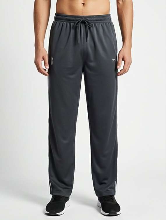 men solid mid rise full length track pant