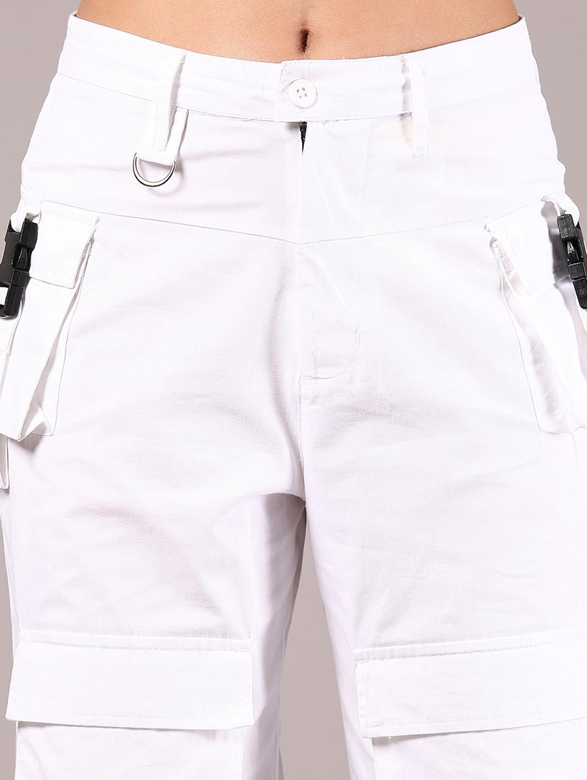 women white solid mid rise jogger - 21873584 - Standard Image - 3