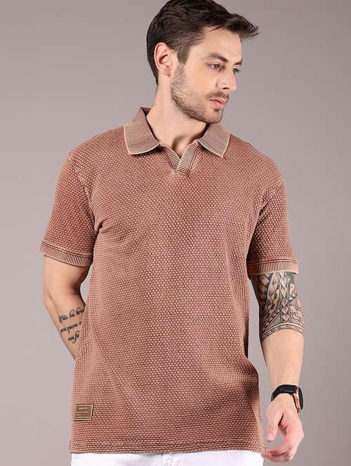 men self design short sleeve regular fit polo t-shirt