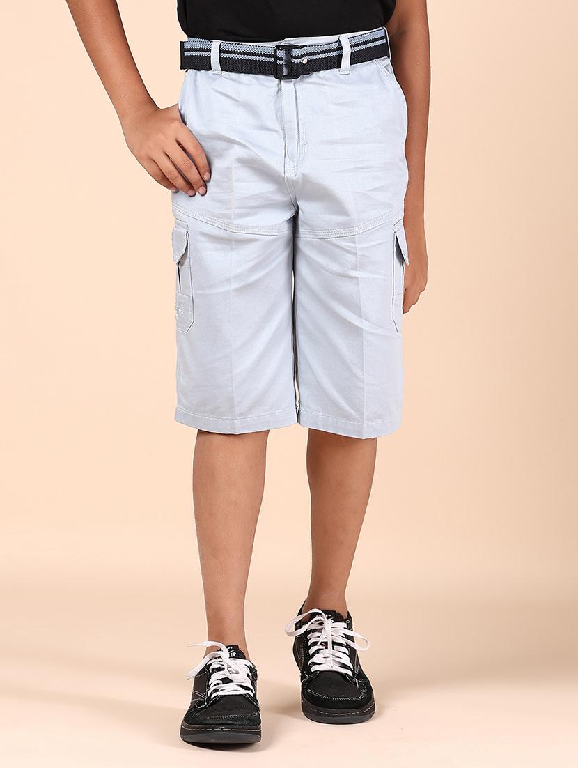 boys solid mid rise cargo three fourth - 21873658 - Zoom Image - 0
