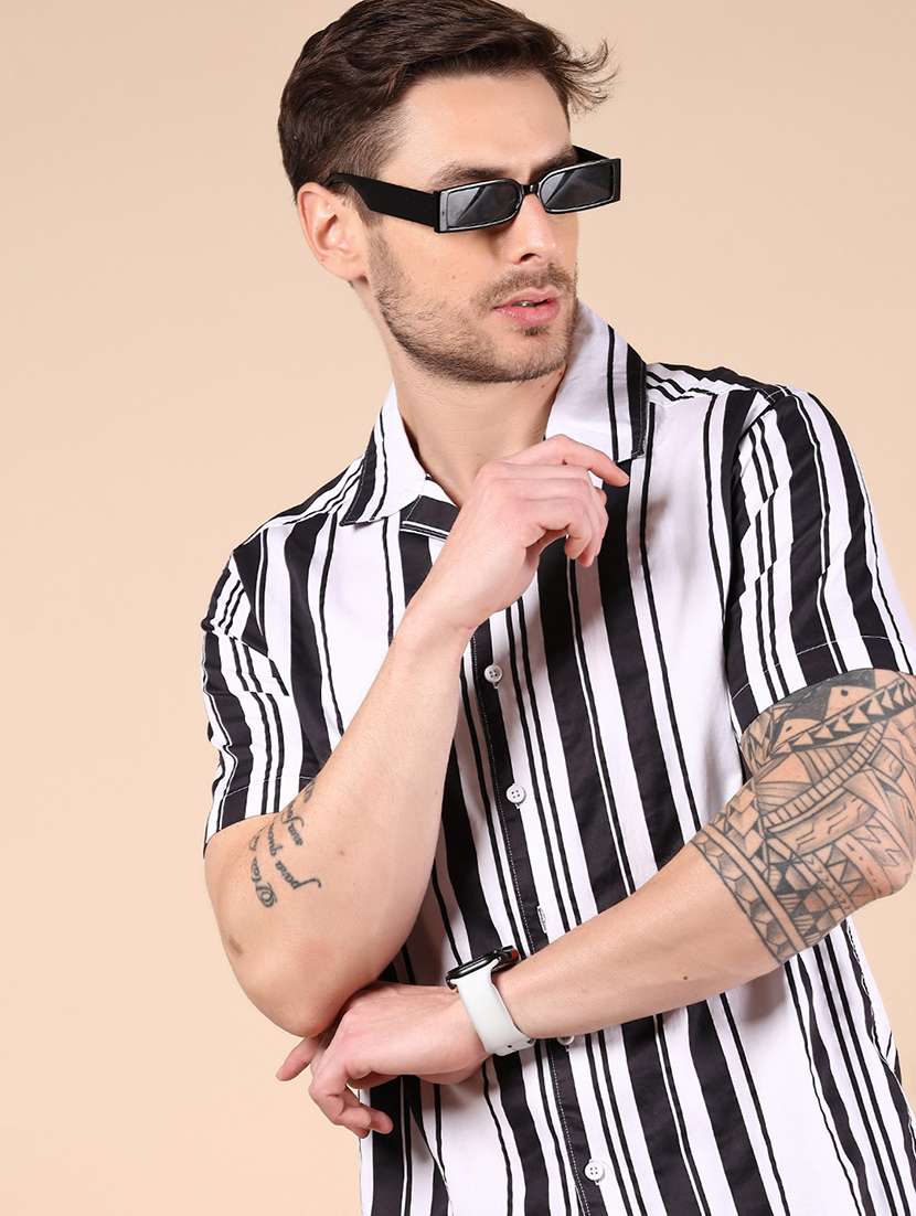 men striped short sleeve regular fit casual shirt - 21873663 -  Standard Image - 3