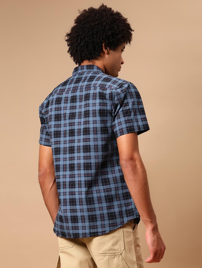 men checkered short sleeve collared casual shirt - 21873717 - Standard Image - 3