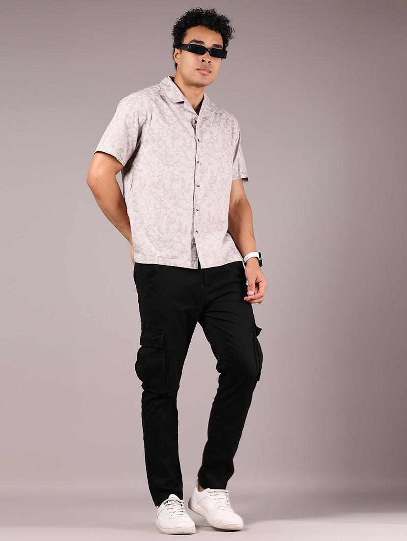men textured cuban collaerd short sleeve shirt - 21873765 - Standard Image - 5