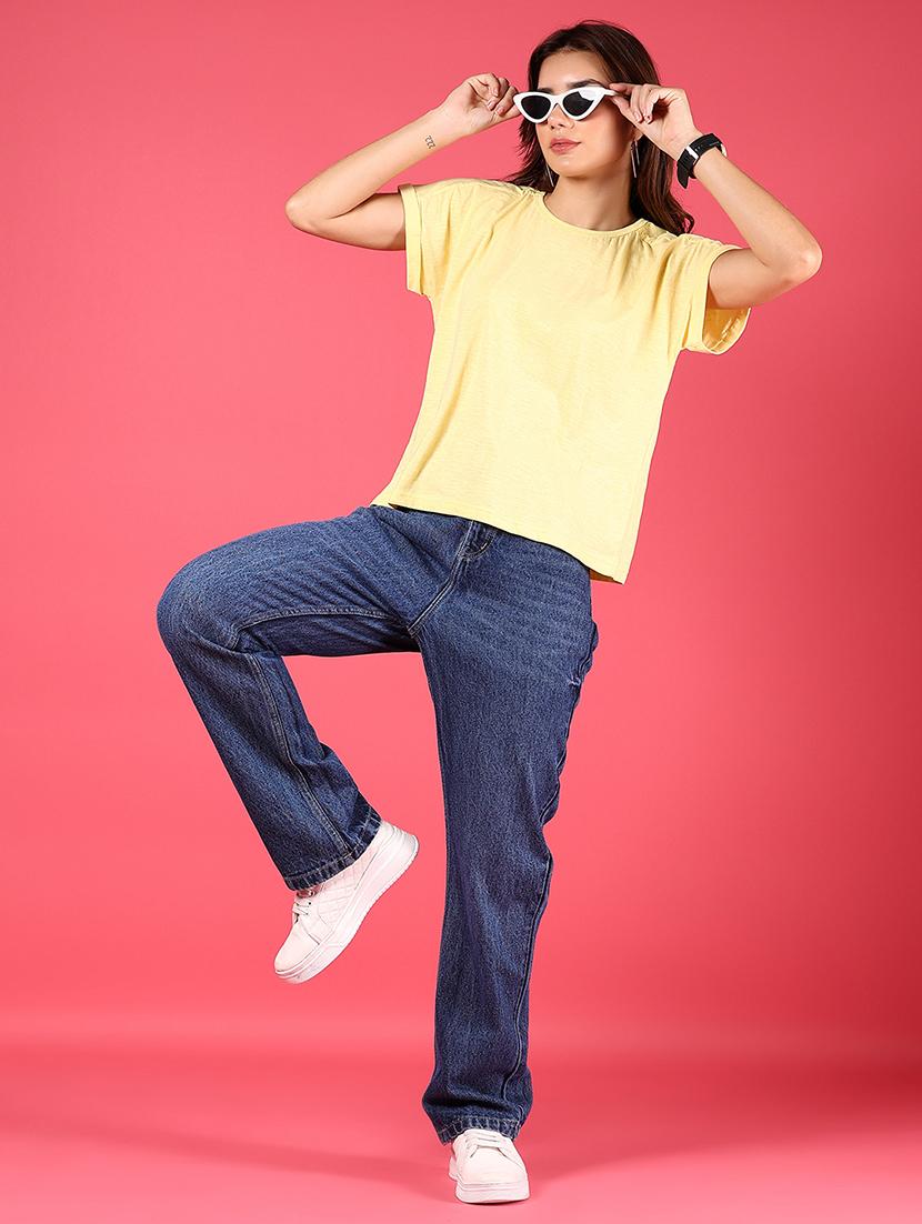 women solid high rise straight jean - 21873769 - Standard Image - 5