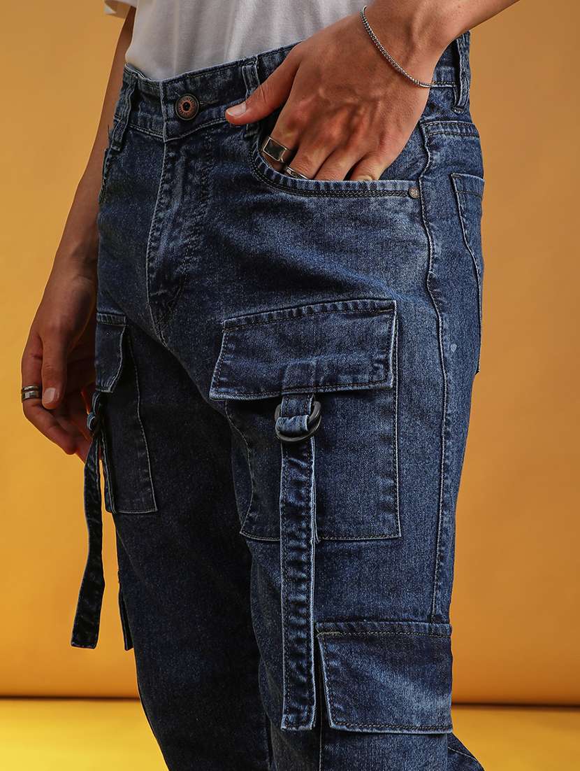 men washed mid rise denim cargo - 21873777 -  Standard Image - 5