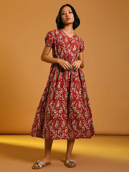women paisley printed puff sleeve empire line dress - 21873784 -  Standard Image - 0