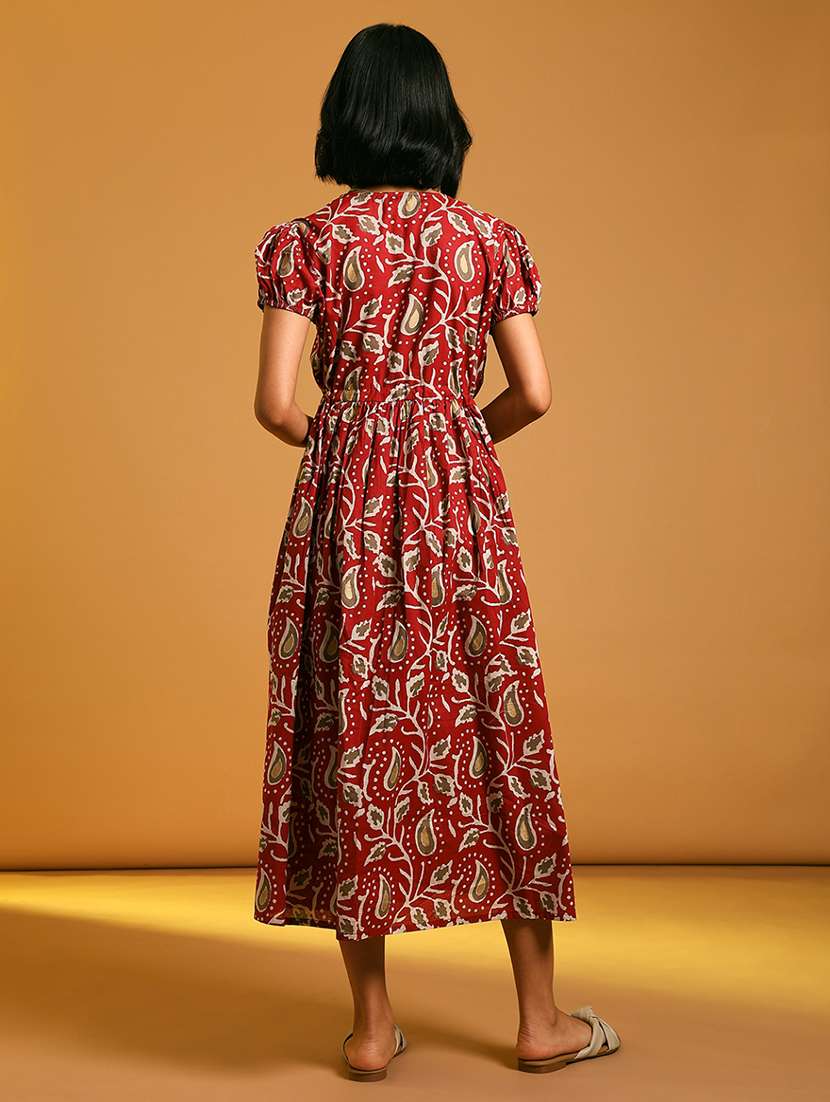 women paisley printed puff sleeve empire line dress - 21873784 -  Standard Image - 3