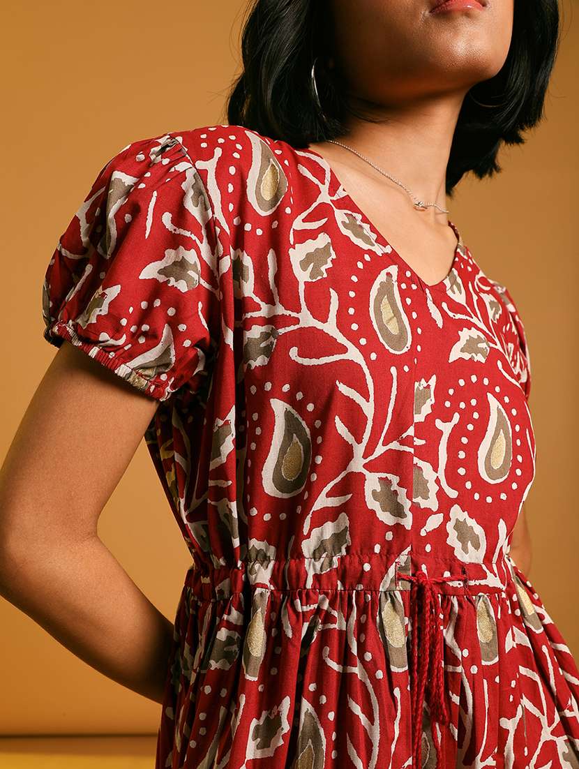 women paisley printed puff sleeve empire line dress - 21873784 -  Standard Image - 5