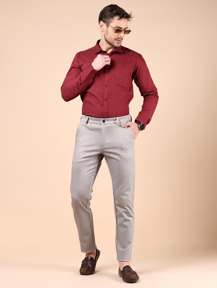 men solid md rise casual chinos - 21873805 - Standard Image - 5