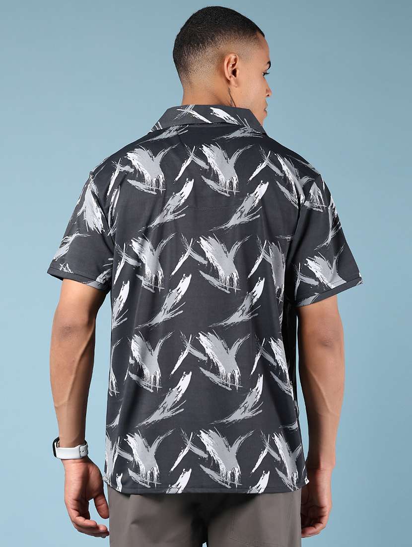 men printed cuban collar loose fit casual shirt - 21873815 -  Standard Image - 3