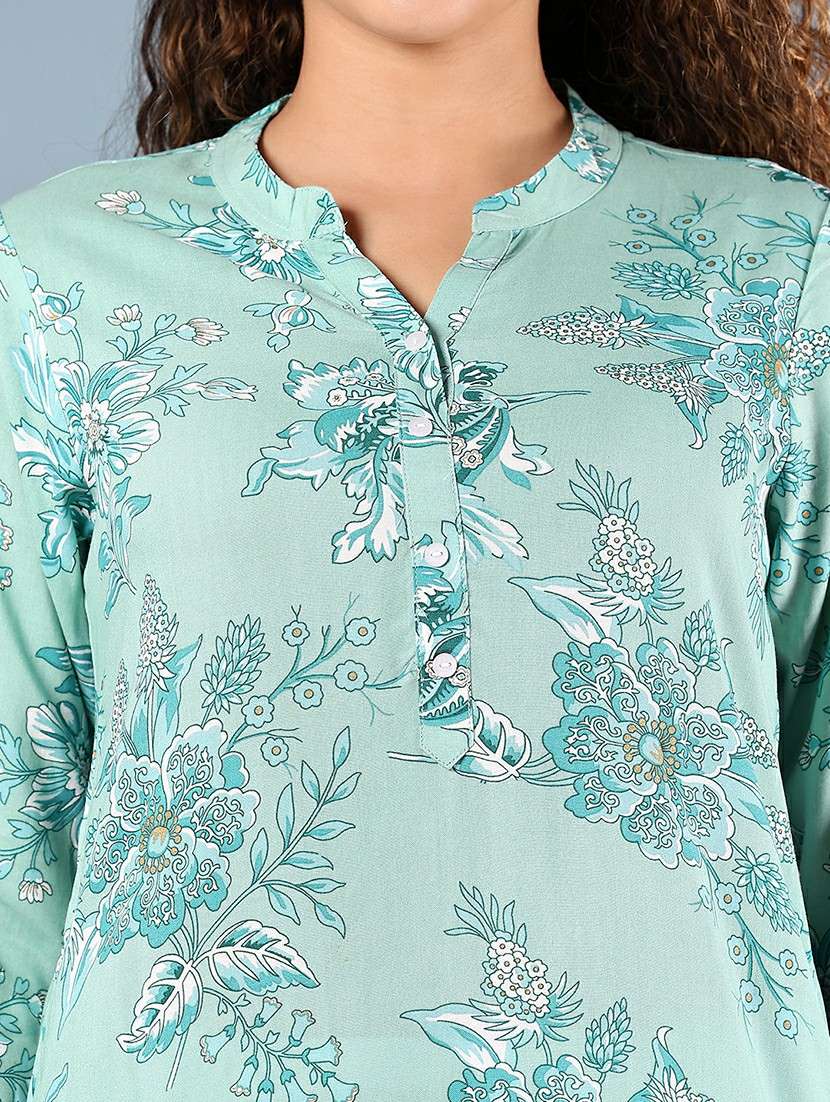 women floral printed mandarin neck straight kurta - 21873821 - Standard Image - 5