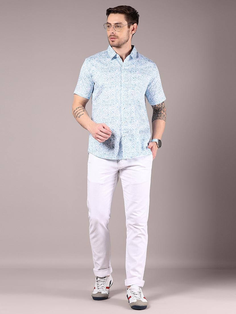 men printed collaerd short sleeve shirt - 21873824 - Standard Image - 5