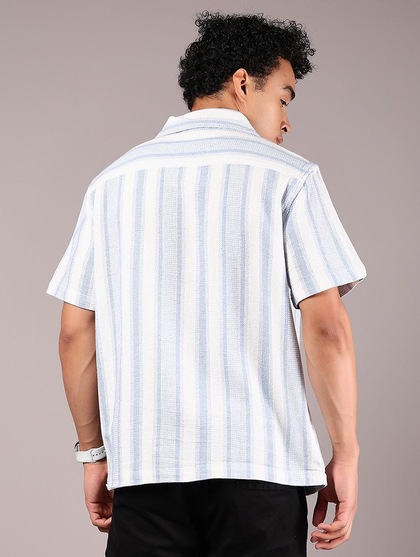 men striped cuban collaerd short sleeve shirt - 21873825 - Standard Image - 3