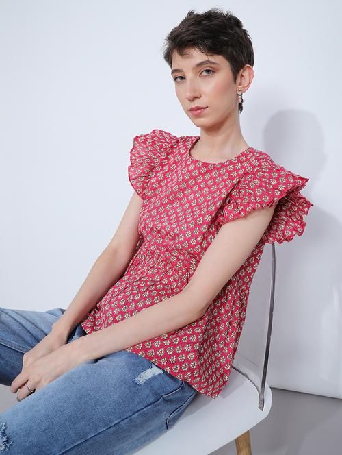 women red printed round neck top - 21873847 -  Standard Image - 0