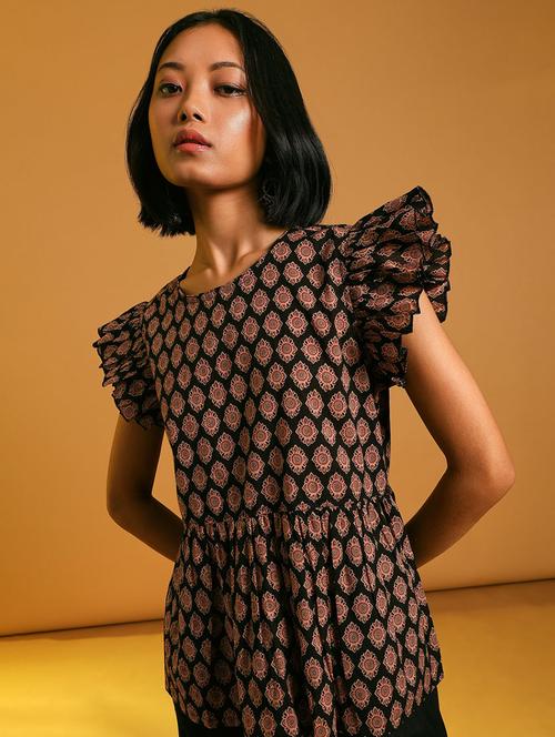 women black printed round neck top - 21873849 -  Standard Image - 0