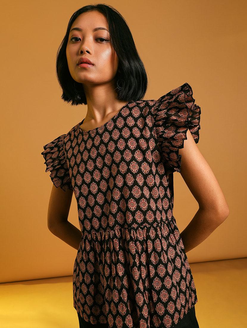 women black printed round neck top - 21873849 -  Zoom Image - 0