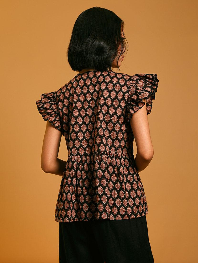 women black printed round neck top - 21873849 - Standard Image - 3