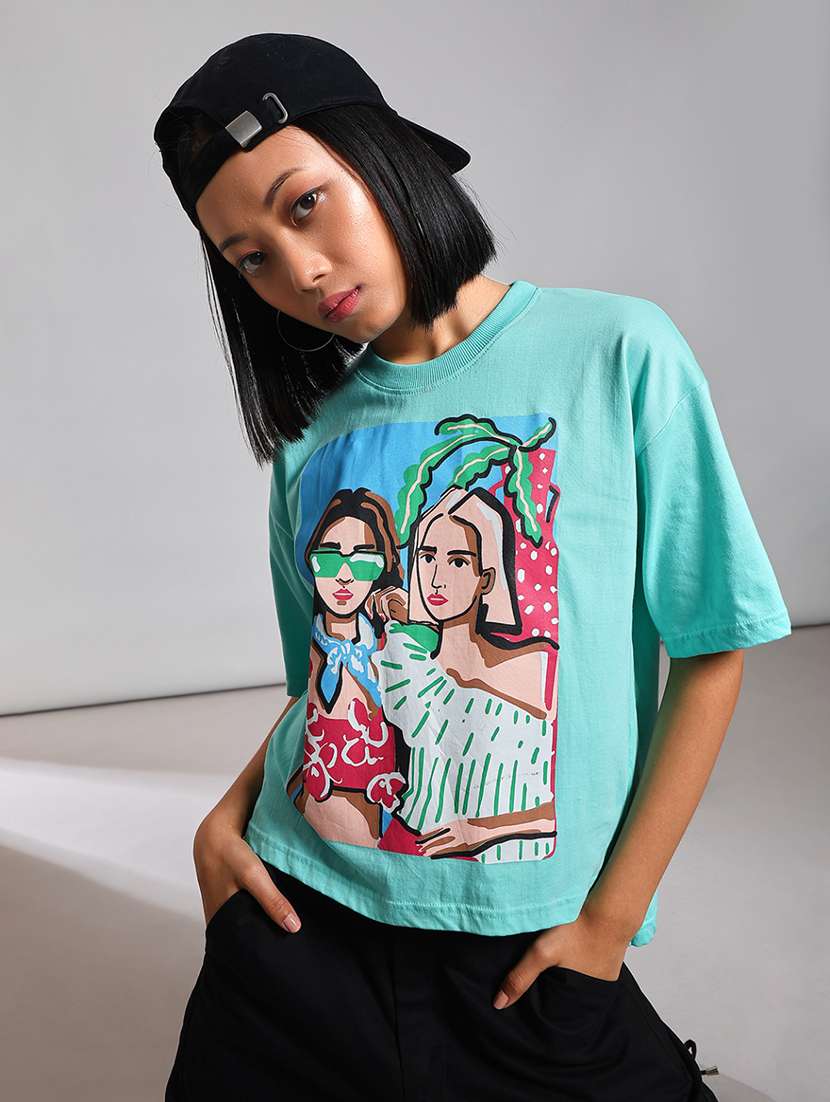 women printed short sleeve oversized t-shirt