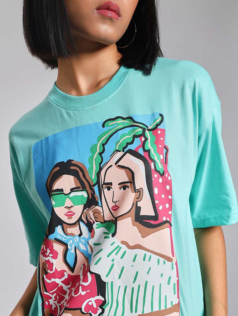 women printed short sleeve oversized t-shirt - 21873857 -  Standard Image - 5