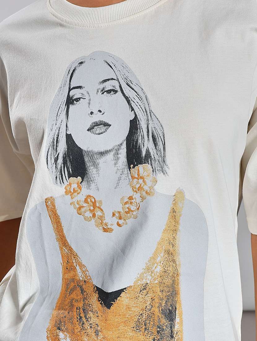 women printed short sleeve oversized t-shirt - 21873860 -  Standard Image - 5