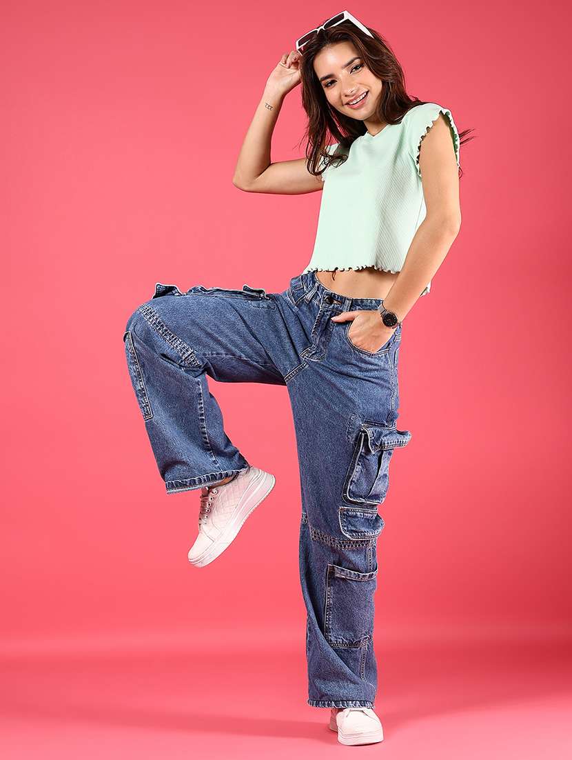 women solid cap sleeve crop top - 21873864 -  Standard Image - 5