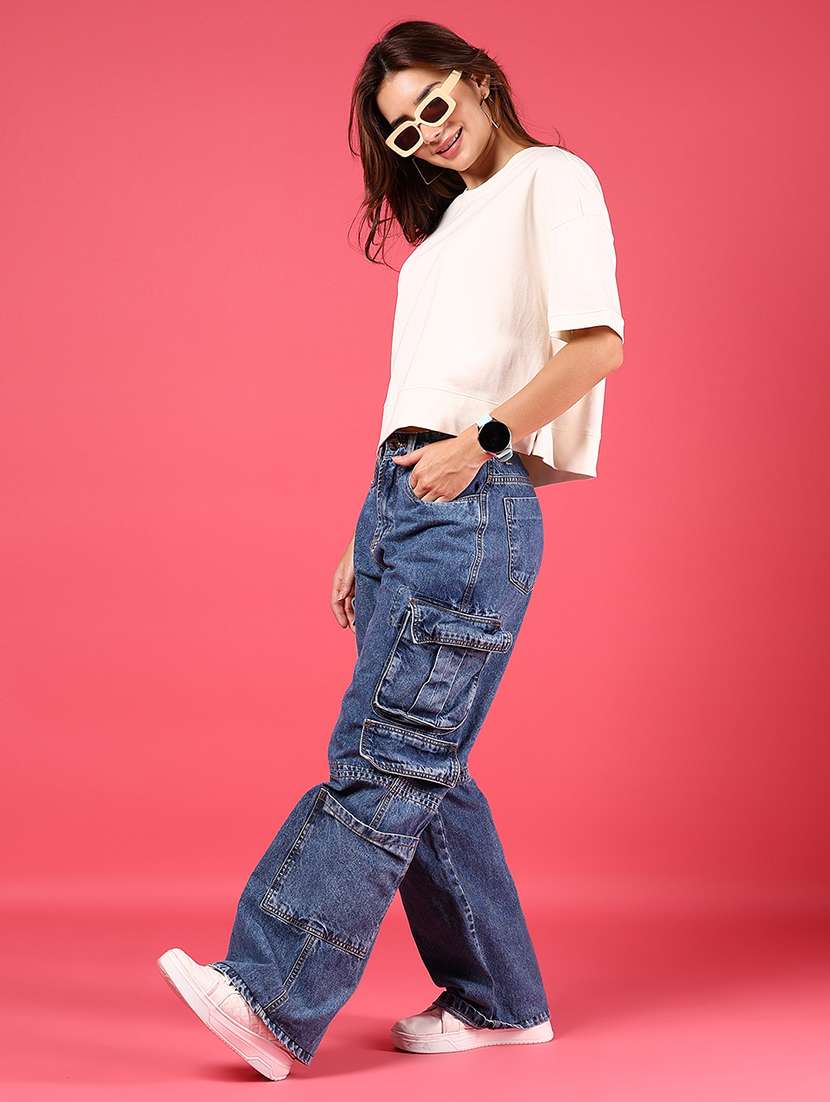 women solid short sleeve regular fit boxy t-shirt - 21873867 -  Standard Image - 5