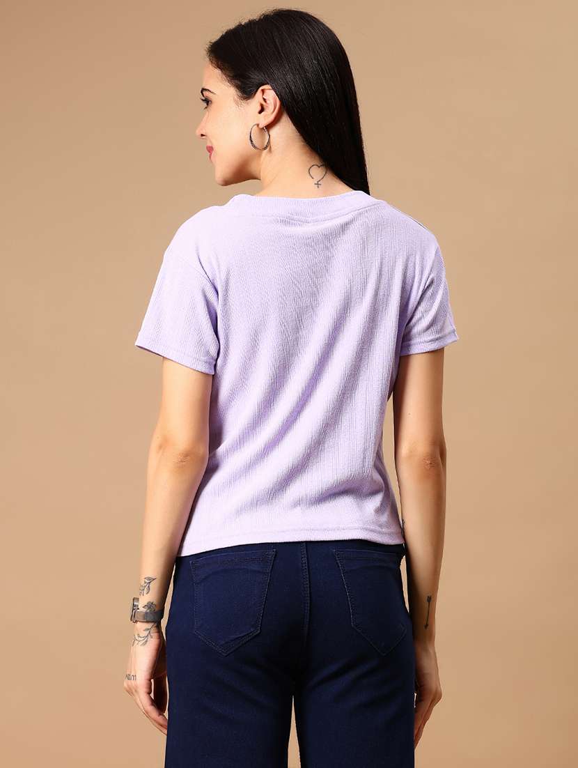 women solid short sleeve regular fit t-shirt - 21873870 -  Standard Image - 3