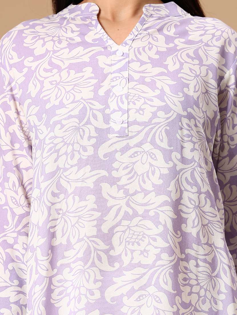 women printed mandarin neck straight kurti - 21873888 -  Standard Image - 5