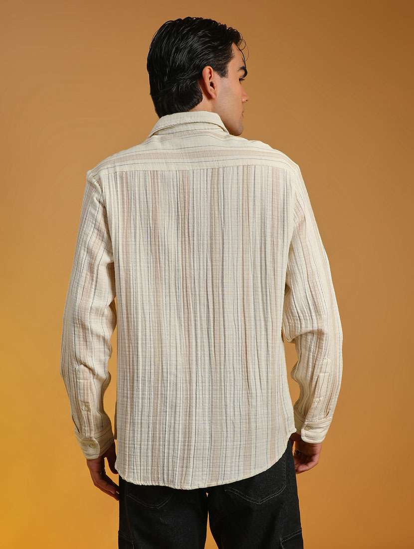 men striped long sleeve regular fit casual shirt - 21873897 -  Standard Image - 3