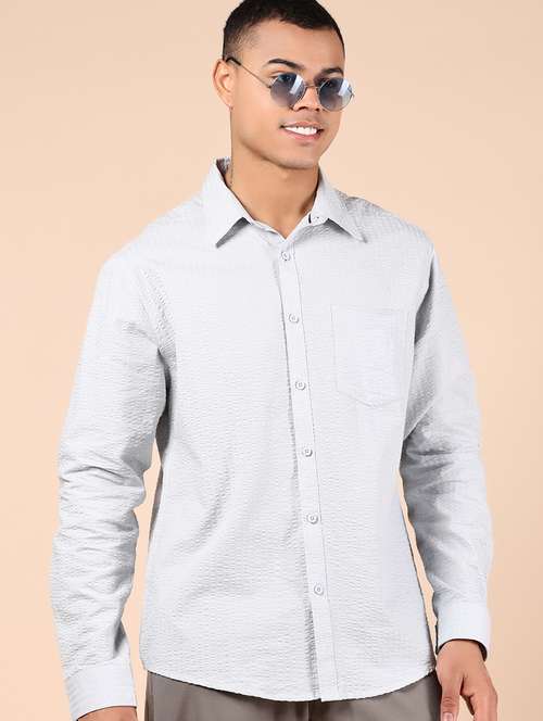 men solid long sleeve regular fit casual shirt - 21873908 - Standard Image - 0
