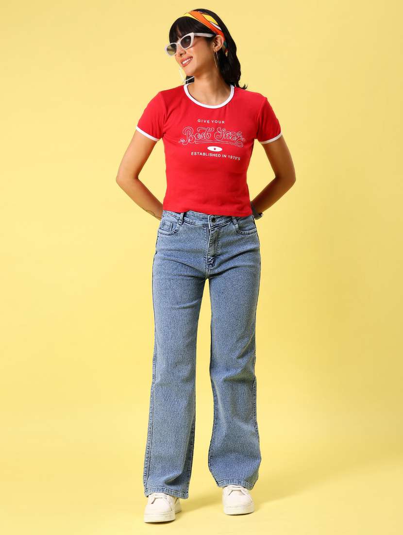 women solid high rise baggy jean - 21873938 -  Standard Image - 5