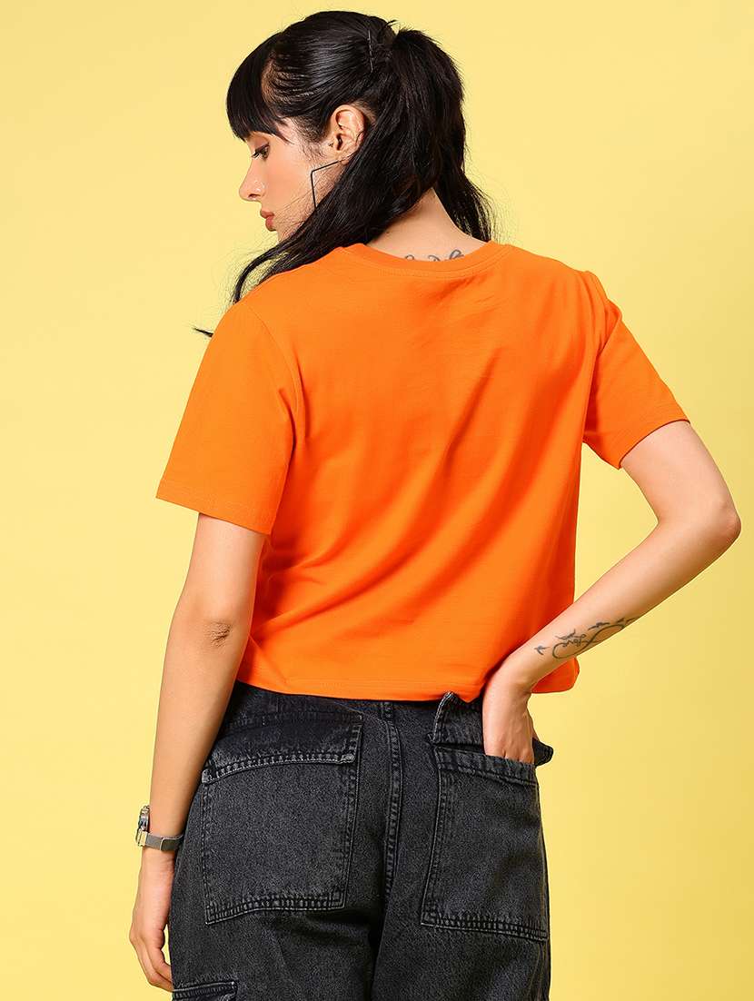 women printed short sleeve regular fit crop t-shirt - 21873956 -  Standard Image - 3