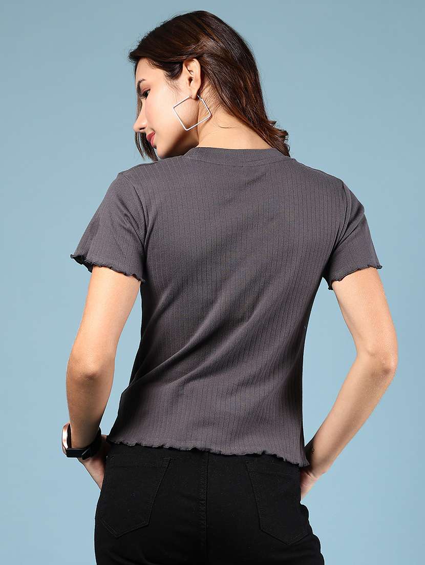 women self designed short sleeve regular fit top  - 21873958 -  Standard Image - 3