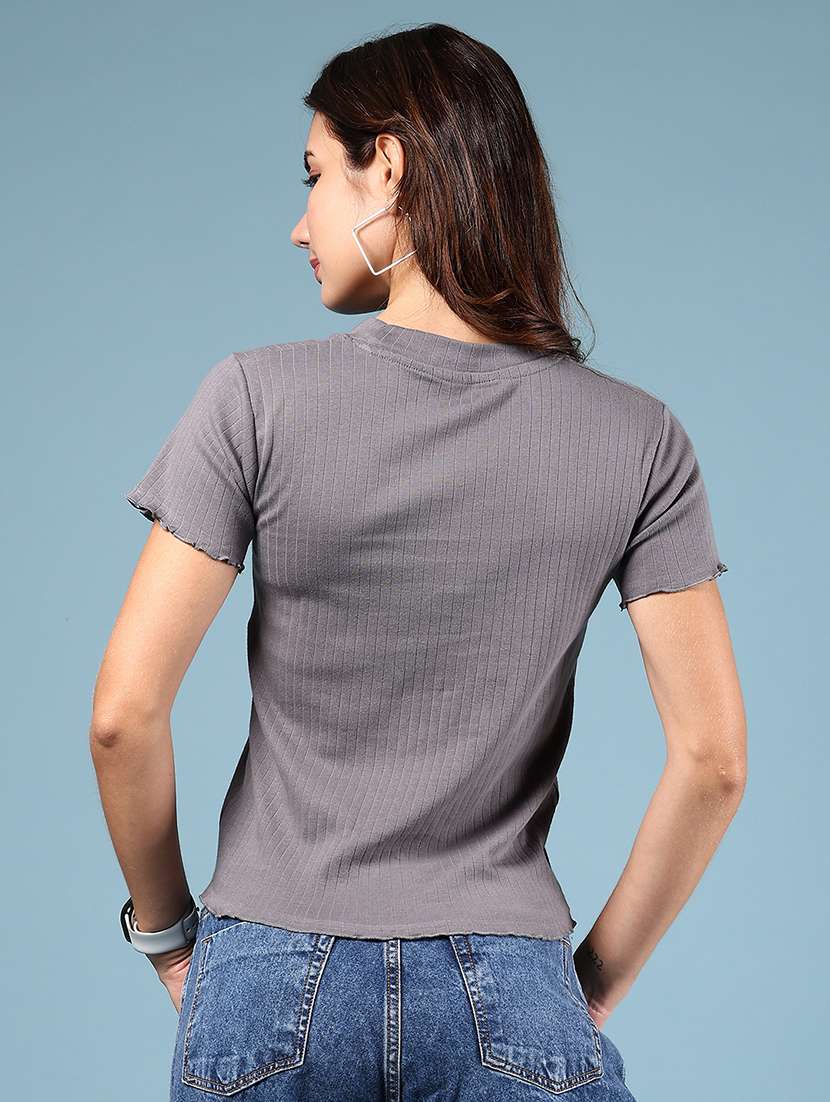 women solid short sleeve regular fit top   - 21873959 -  Standard Image - 3