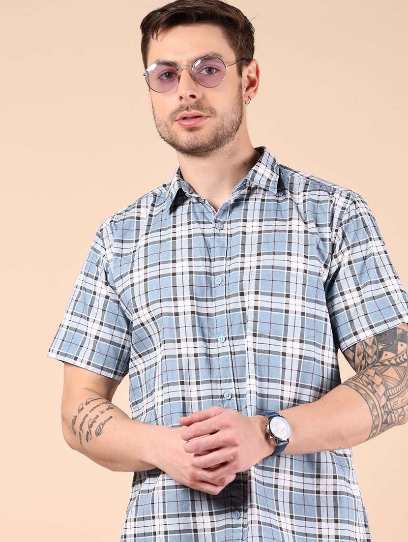 men checkered short sleeve regular fit casual shirt - 21873962 -  Standard Image - 3