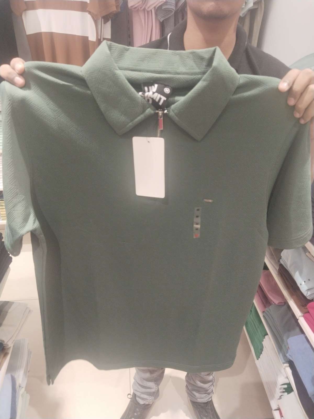 dark green fancy fabric tshirt - 21873977 -  Zoom Image - 0