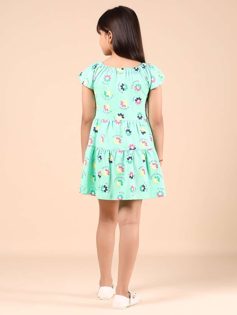 girls floral printed puff sleeves frock - 21873980 -  Standard Image - 3