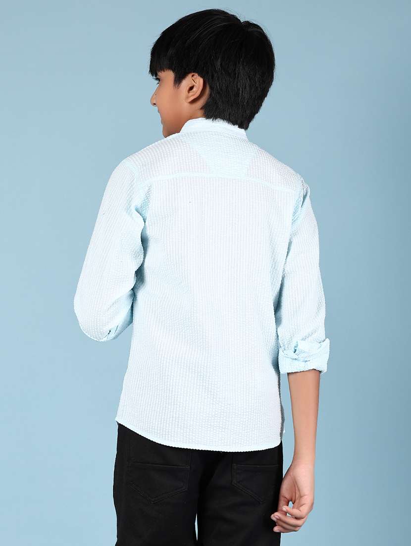 boys solid mandarin neck long sleeve shirt - 21873995 -  Standard Image - 3