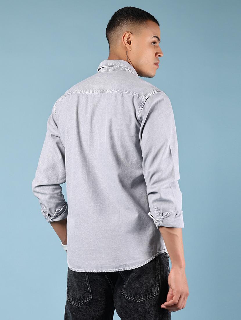men solid long sleeve regular fit casual shirt - 21873998 - Standard Image - 3