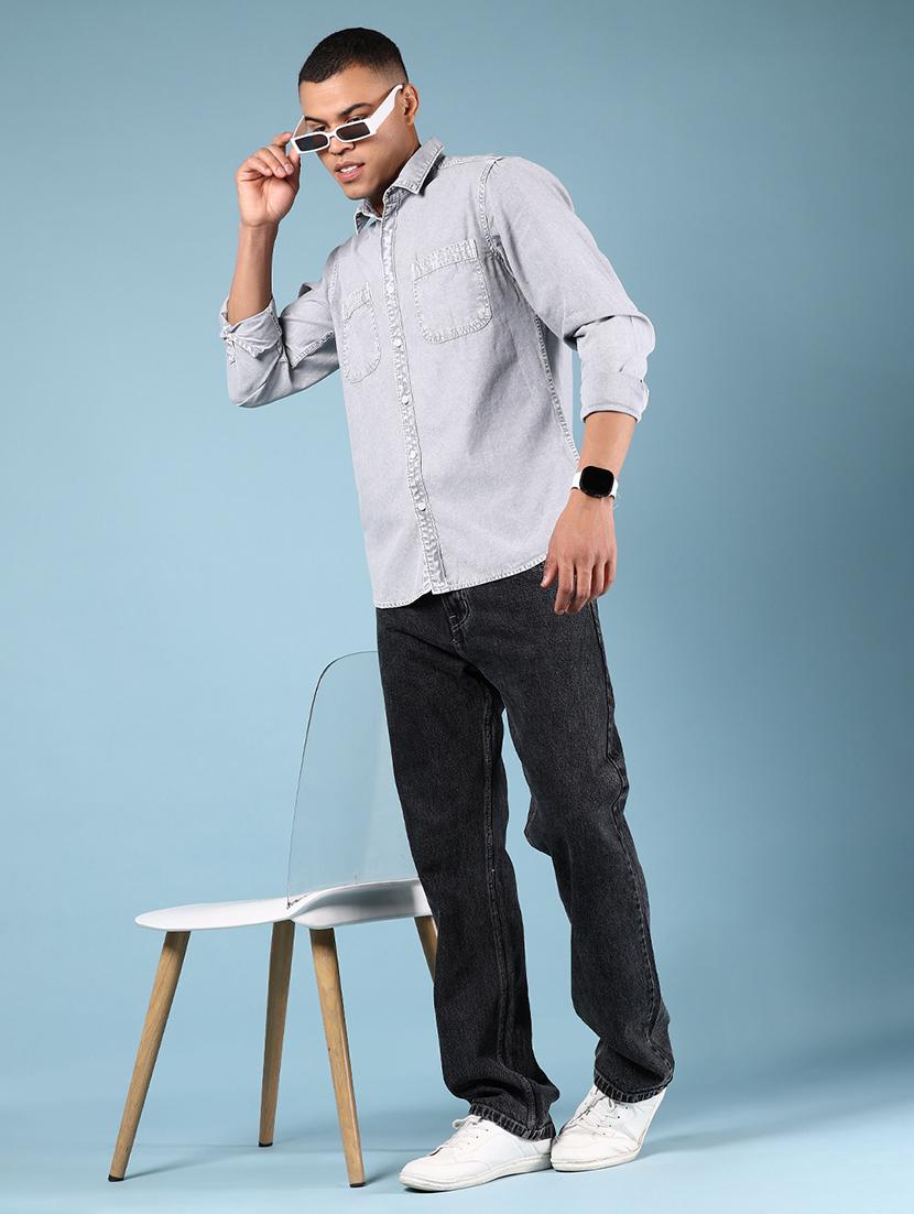 men solid long sleeve regular fit casual shirt - 21873998 - Standard Image - 5