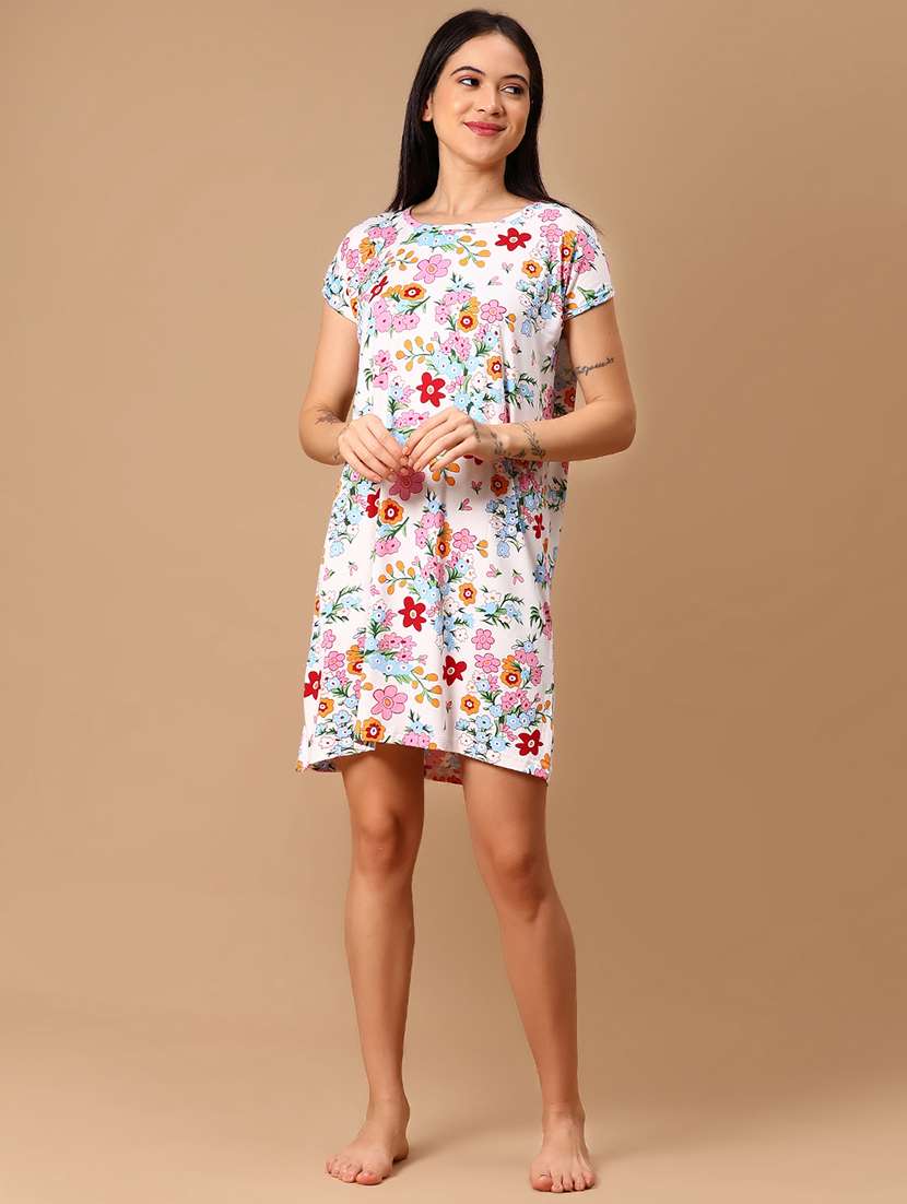 women floral print short sleeve sleepshirt