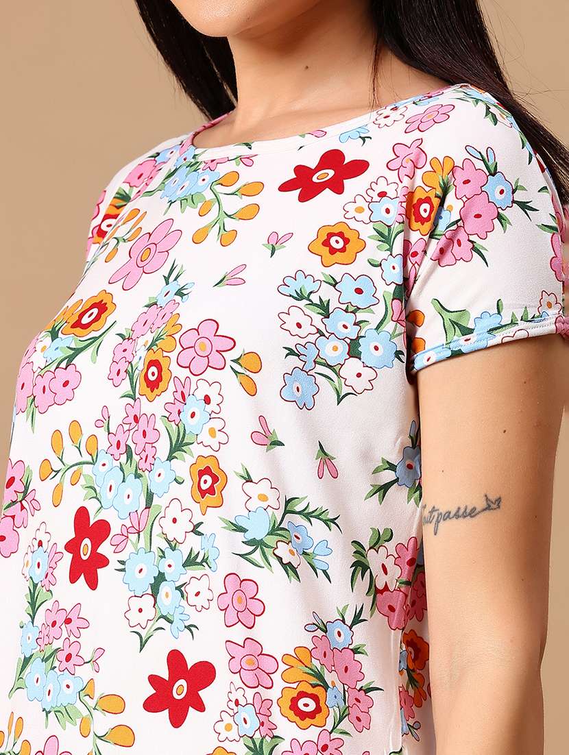 women floral print short sleeve sleepshirt - 21873999 -  Standard Image - 5