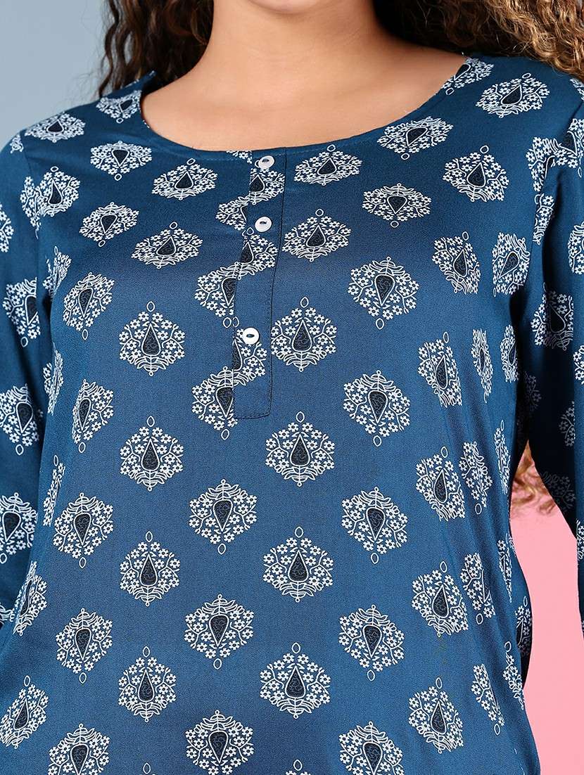 women printed mandarin neck straight kurta - 21874014 -  Standard Image - 5