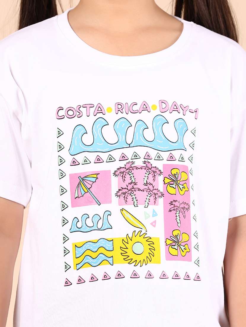 girls printed round neck tee - 21874016 -  Standard Image - 5