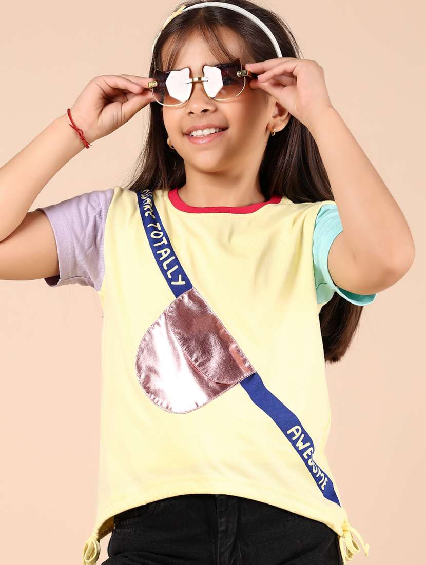 girls color block round neck tee - 21874017 -  Zoom Image - 0